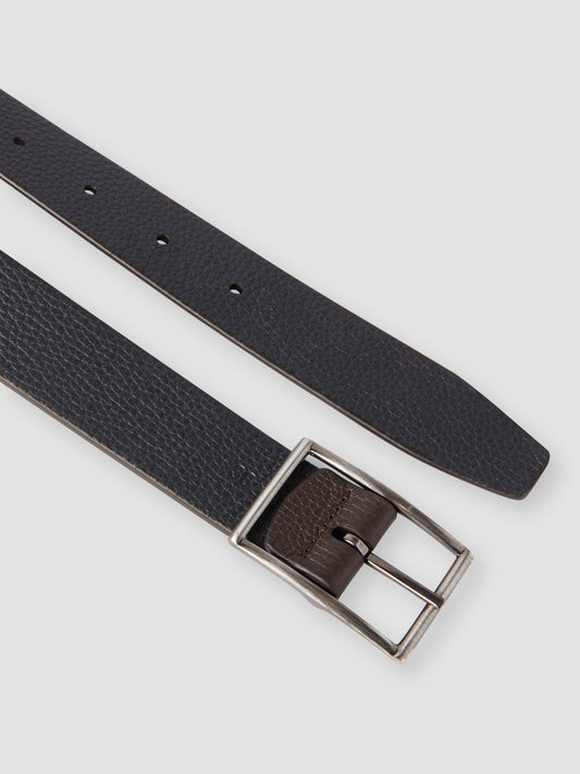 Textured Leather Reversible Belt Navy Product Image