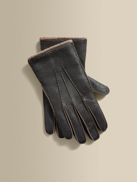 Men's Dark Brown Deer Skin Cashmere Lined Gloves – Thom Sweeney