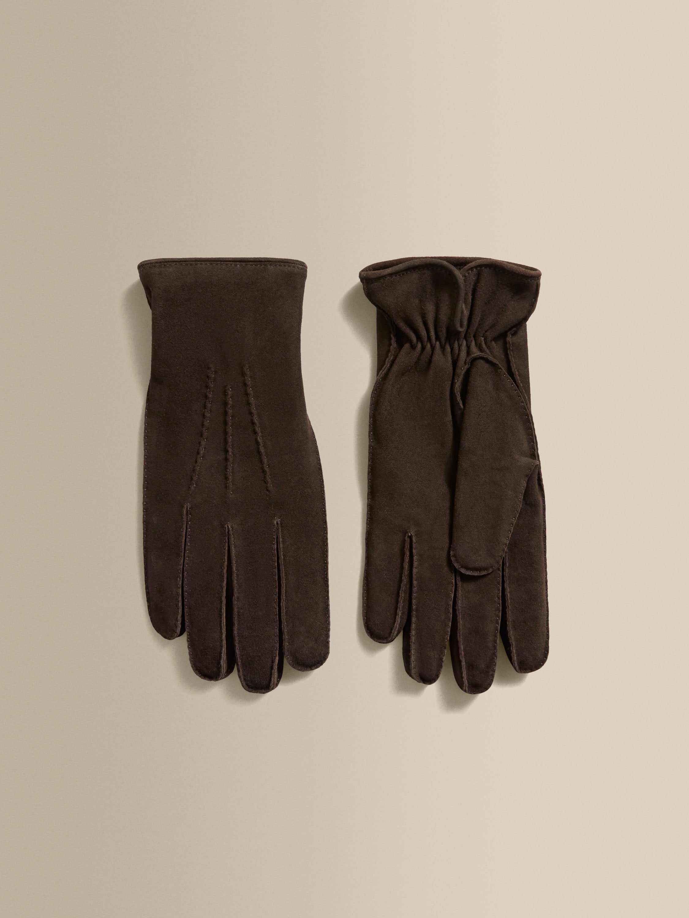 Suede Cashmere Lined Gloves Brown Product Image