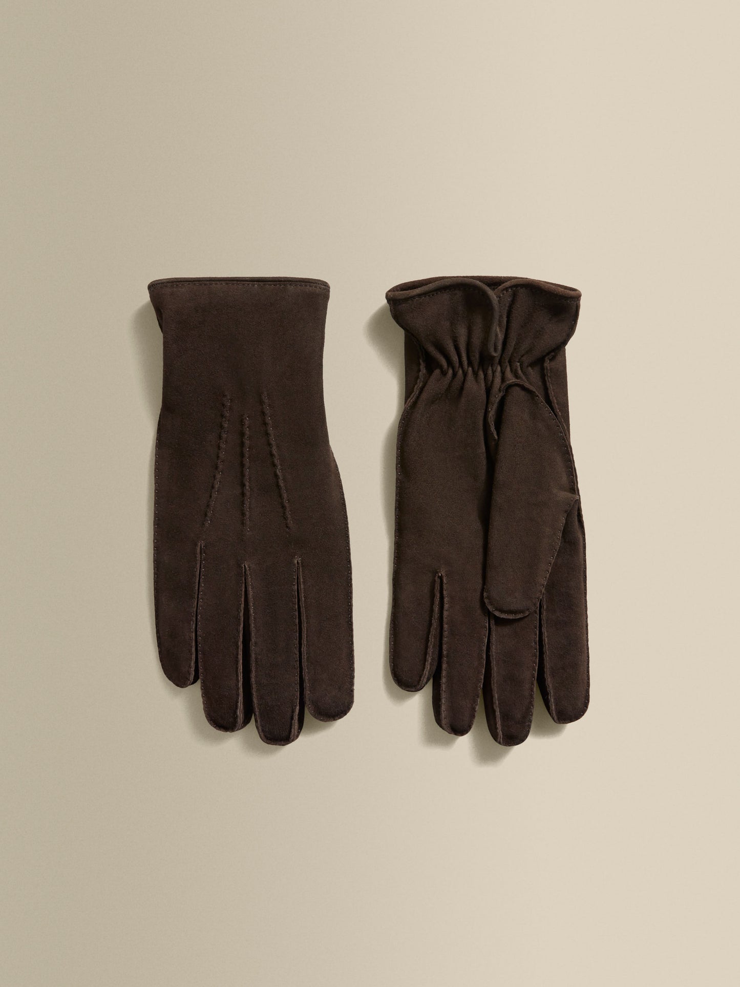 Suede Cashmere Lined Gloves Brown Product Image