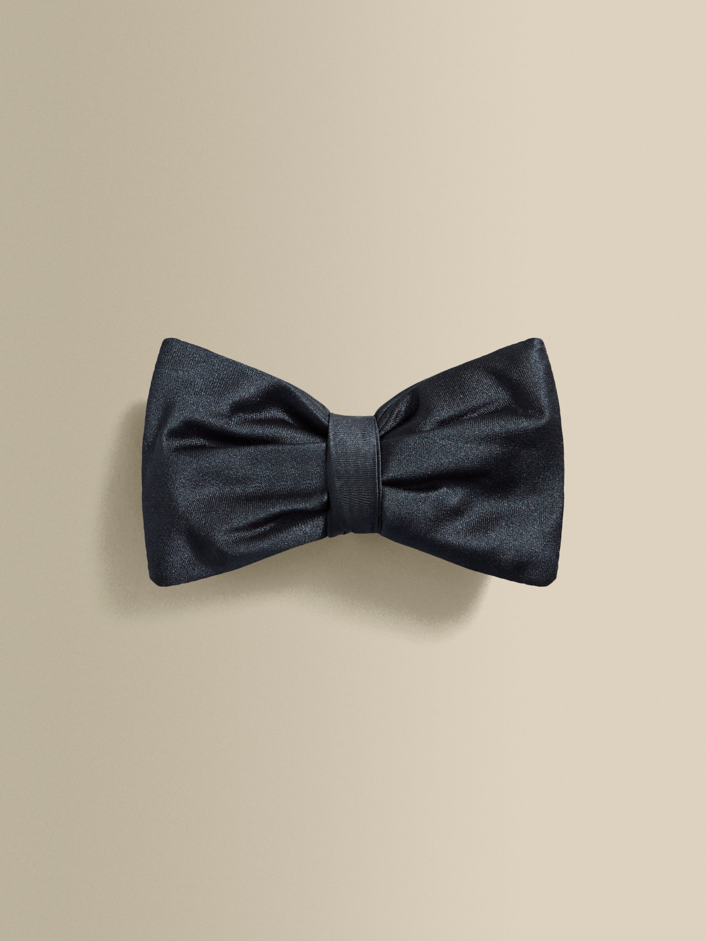 Silk Self Tie Bow Tie Midnight Navy Product Image Tied