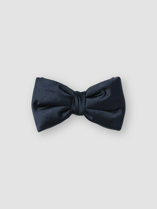 Silk Self Tie Bow Tie Midnight Navy Product Image Tied