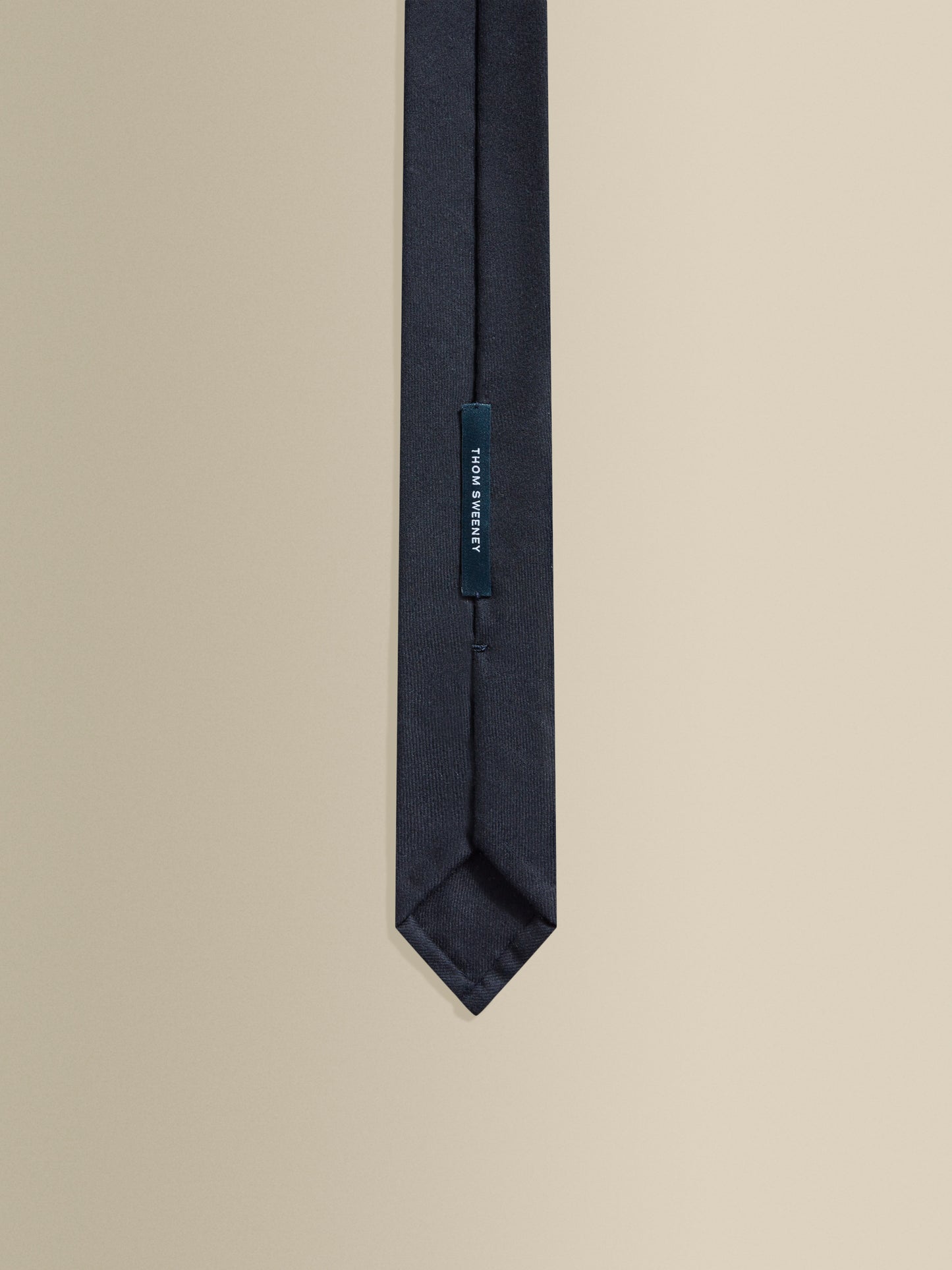 Wool Tie Darkest Navy Inside Label Product Image
