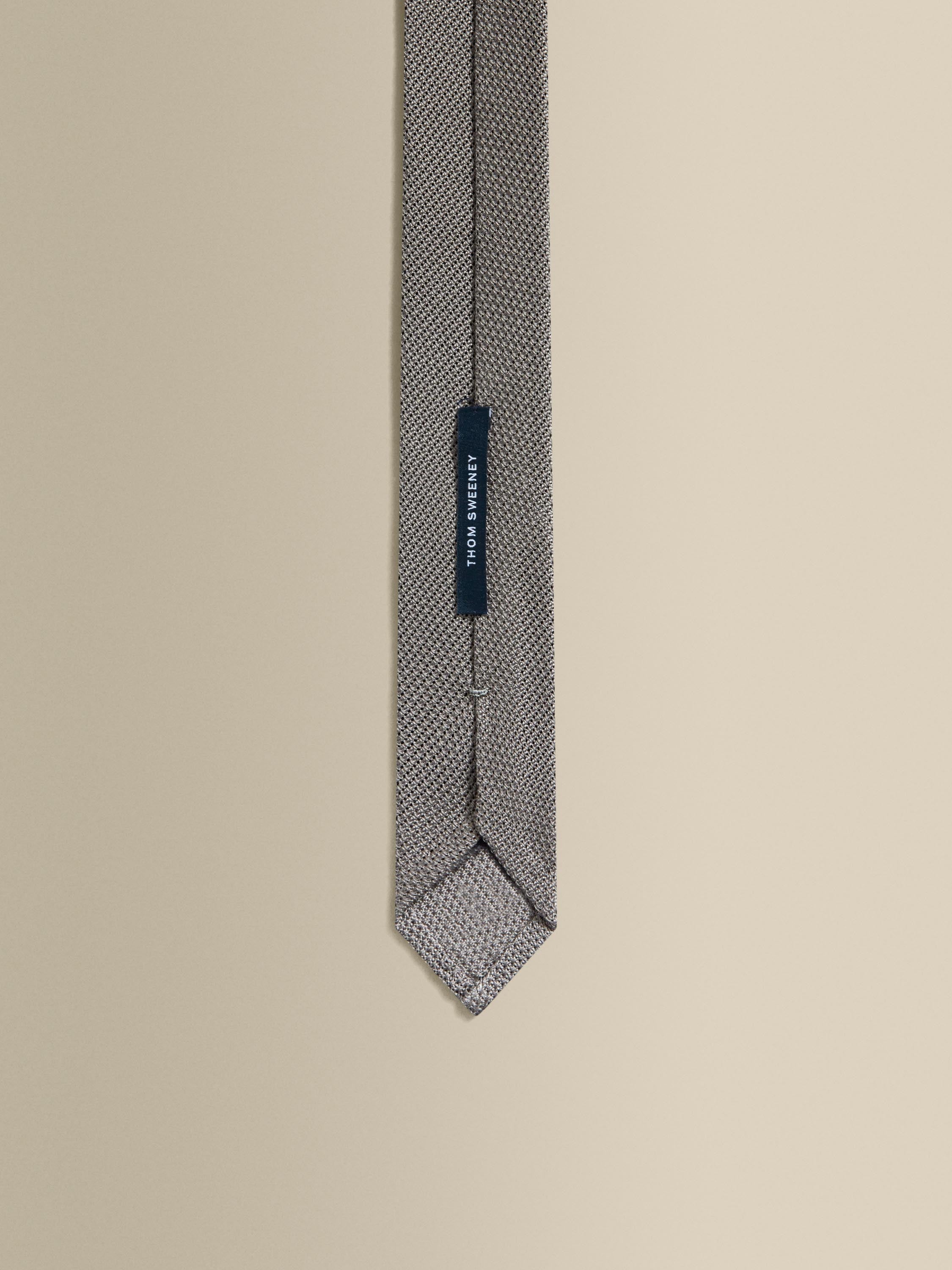 Silk Grenadine Tie Grey Inside Label Product Image