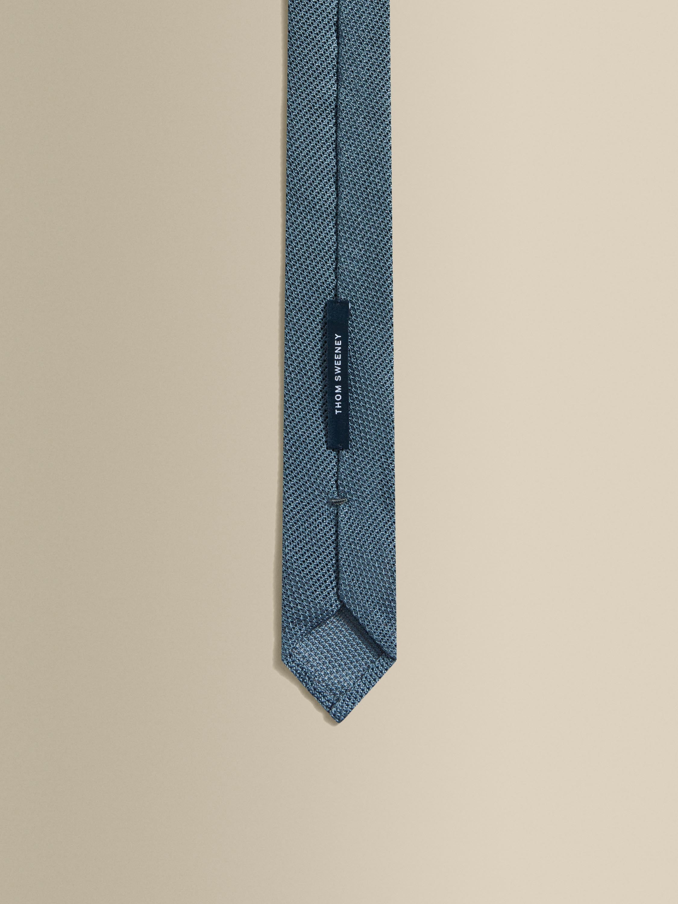 Silk Grenadine Tie Slate Grey Detail Product Image