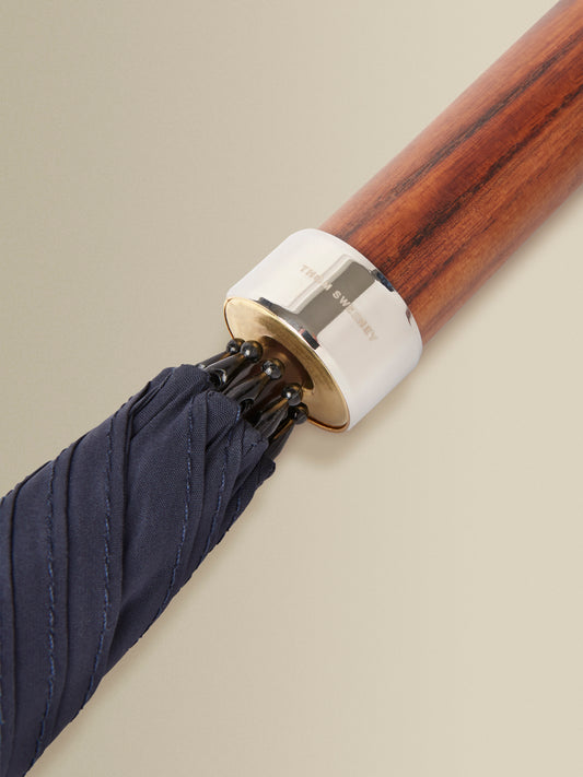 Nylon and Mahogany Wood Umbrella Navy Product Image