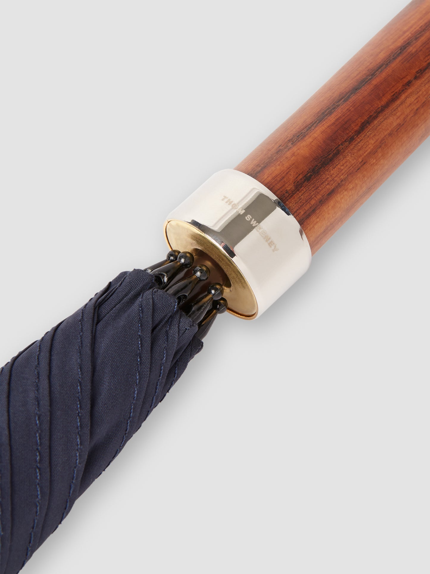 Nylon and Mahogany Wood Umbrella Navy Product Image