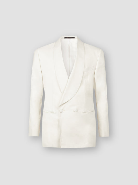 Double Breasted Shawl Lapel Dinner Jacket Cream Product