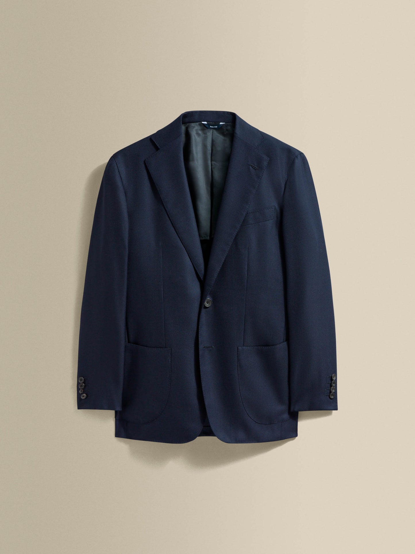 Single Breasted Wool Hopsack Jacket Navy Product Front