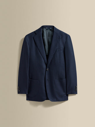 Single Breasted Wool Hopsack Jacket Navy Product Front