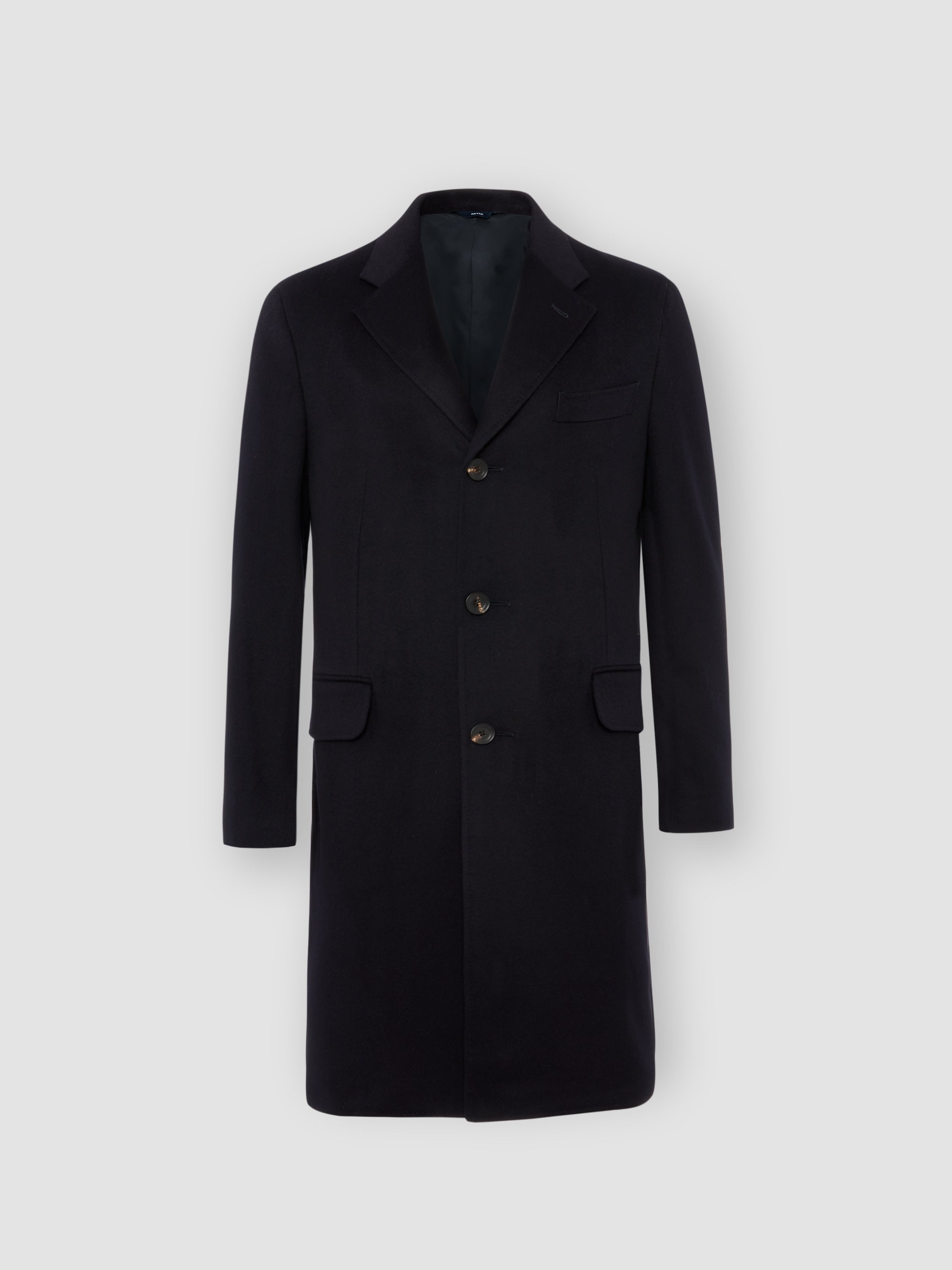 Men's Navy Single Breasted Wool Cashmere Overcoat – Thom Sweeney