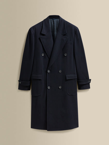 Men's Navy Double Breasted Wool Cashmere Overcoat – Thom Sweeney