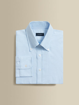Cotton Casual Button Down Oxford Shirt Sky Blue Folded Product Image