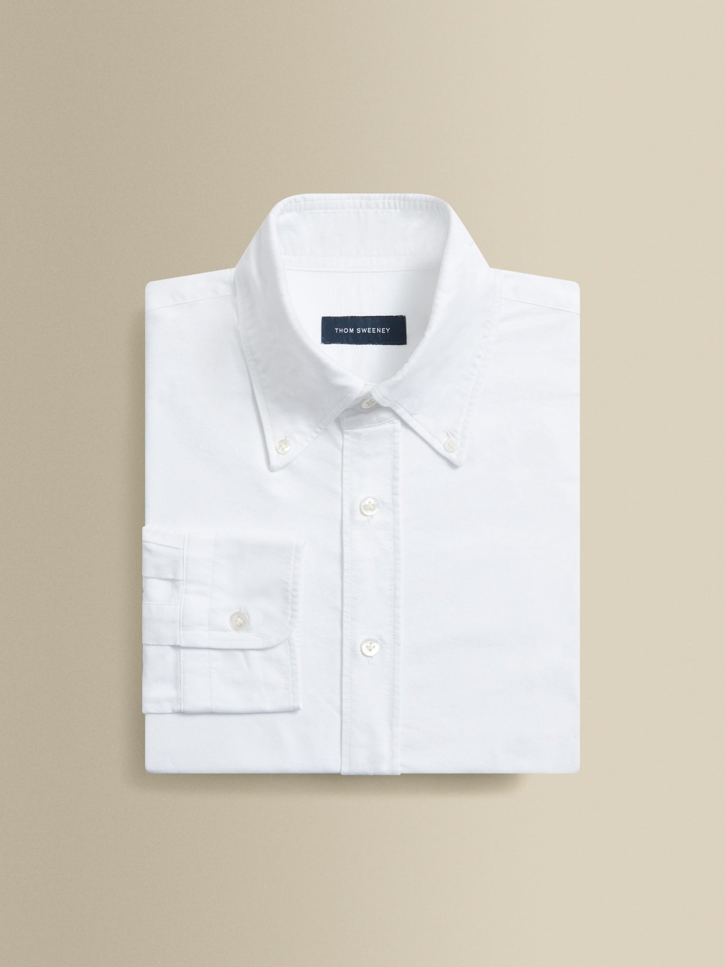 Heavy Cotton Casual Button Down Oxford Shirt White Product Image