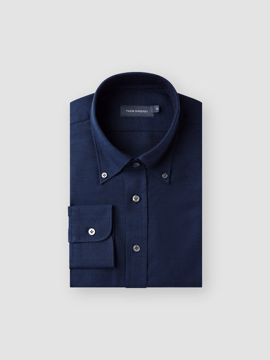 Cotton Cashmere Casual Button Down Oxford Shirt Navy Product Image