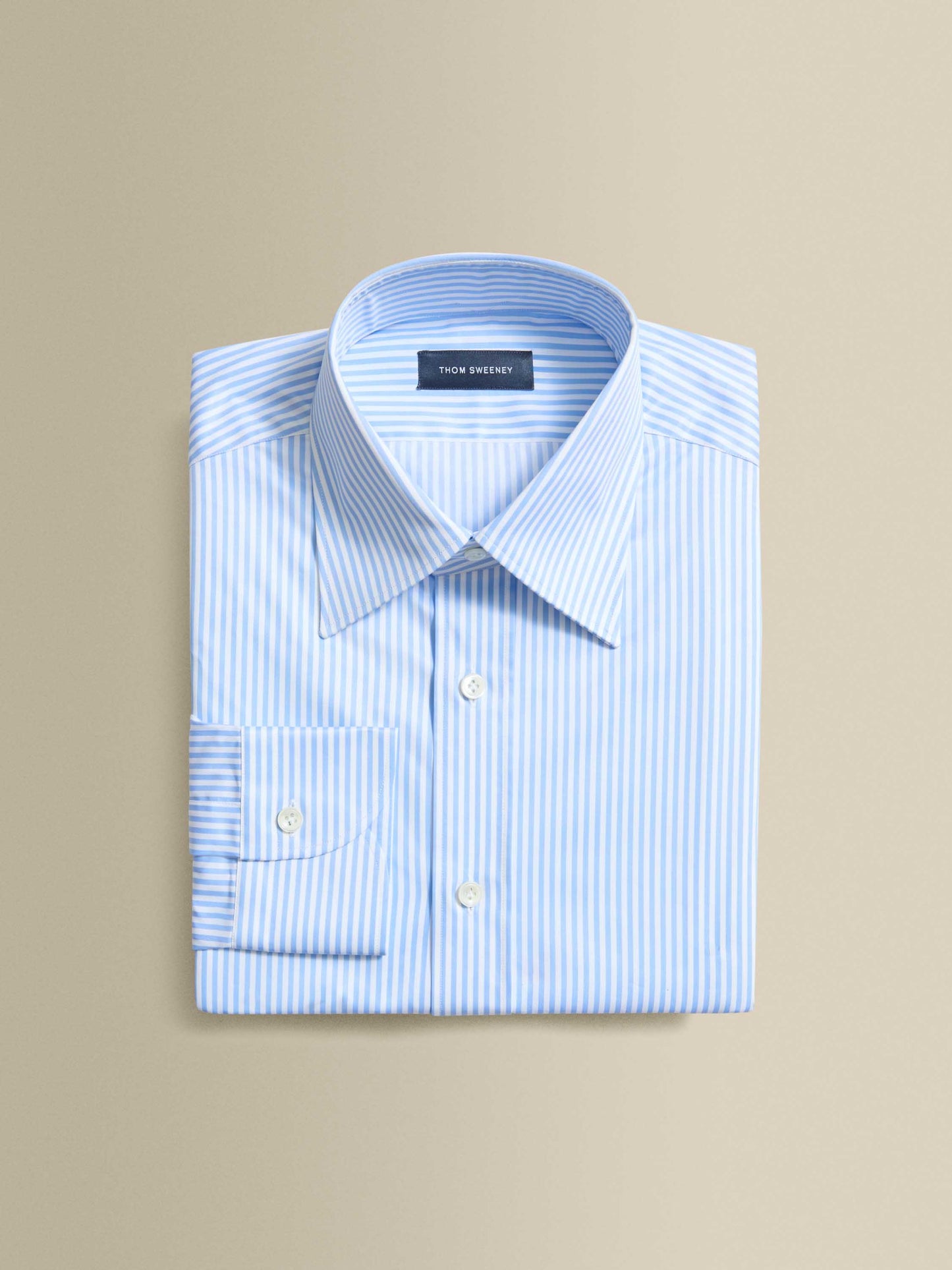 Cotton Poplin Point Collar Bengal Stripe Shirt Product Image