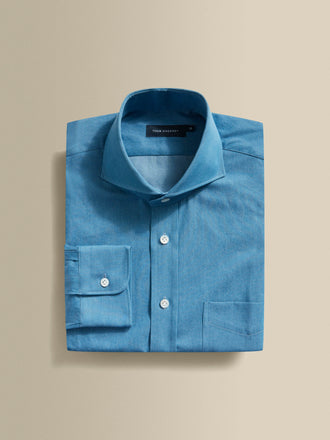 Cotton Chambray Cut Away Collar Shirt Product Image