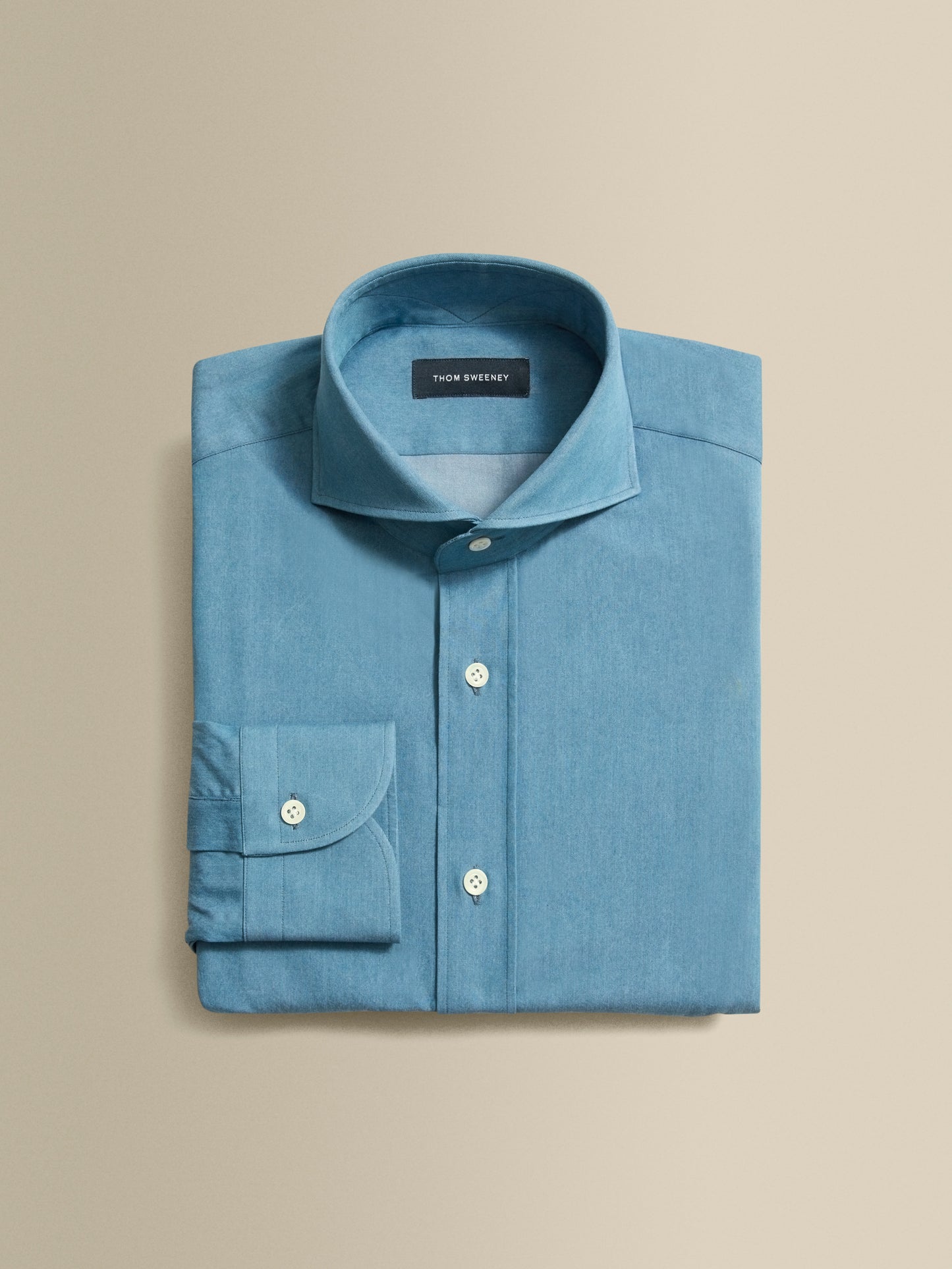 Cotton Chambray Button Down Collar Shirt Chambray Product Image