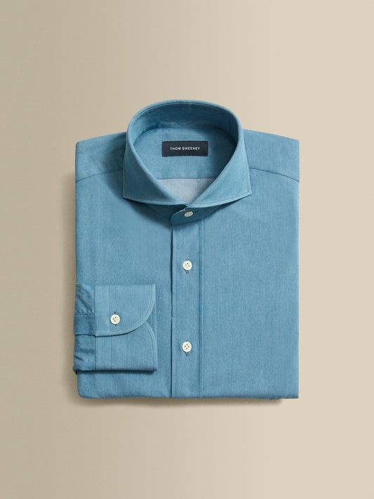 Cotton Chambray Button Down Collar Shirt Chambray Product Image