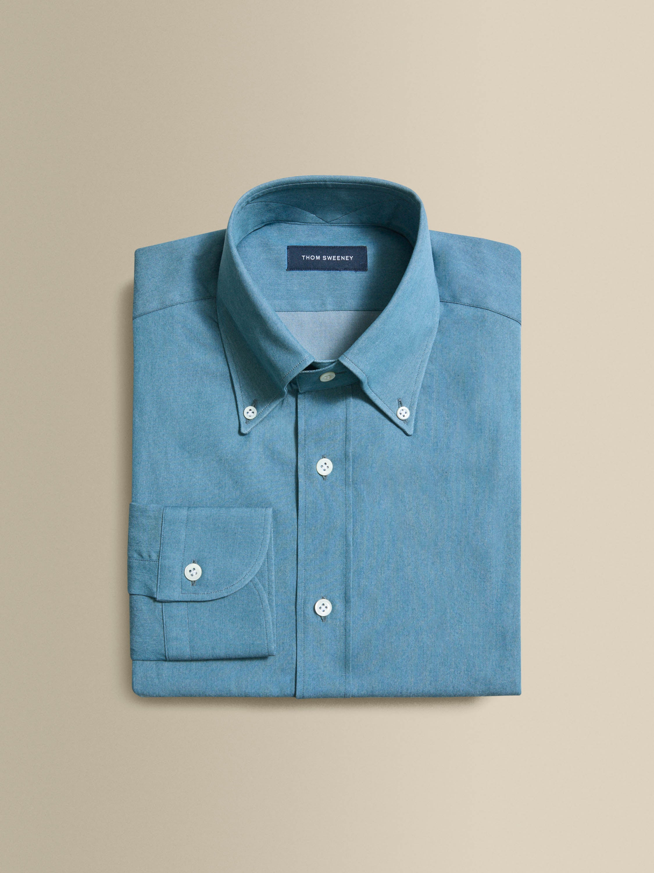 Cotton Chambray Button Down Collar Shirt Chambray Product Image