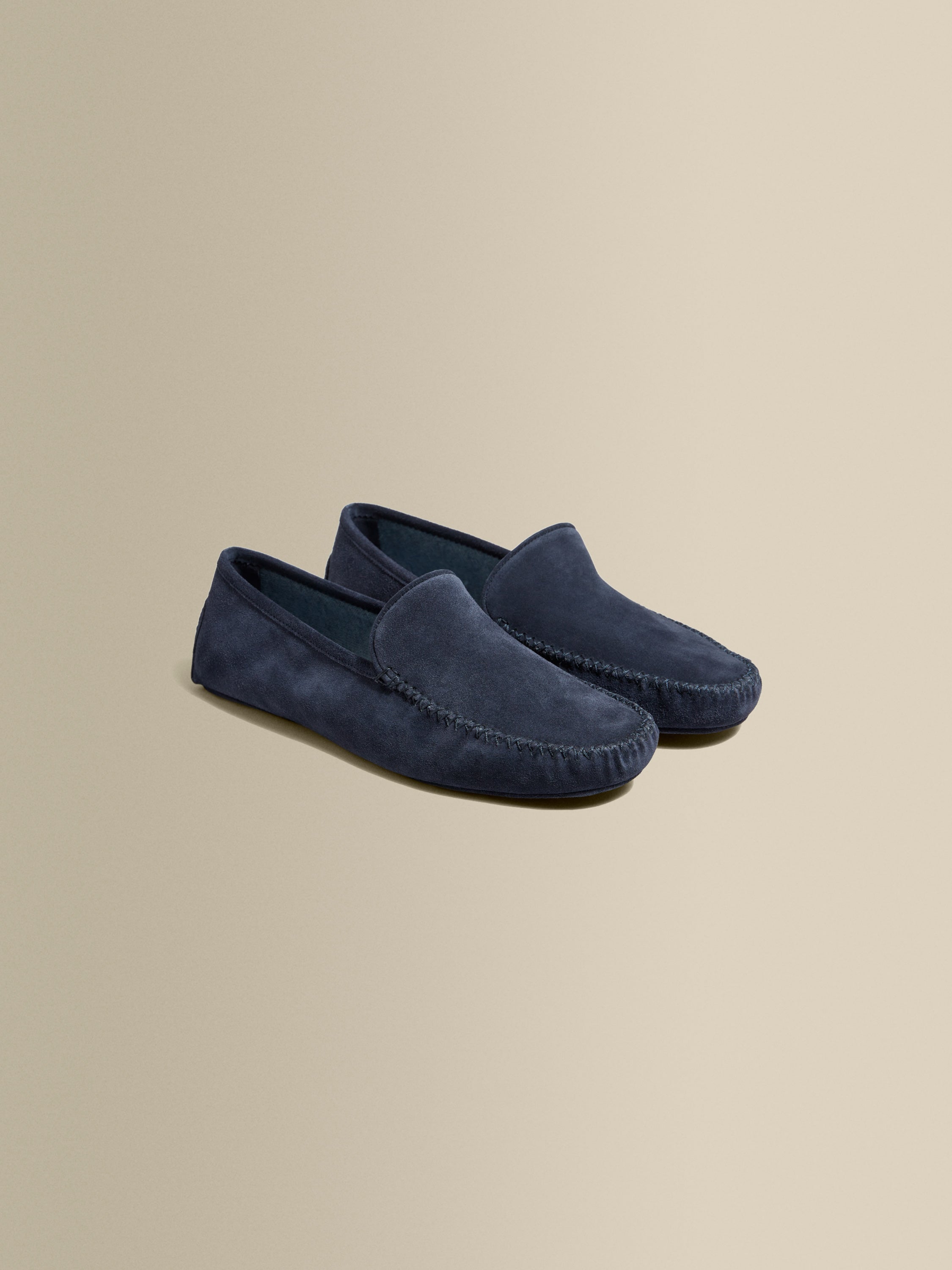Cashmere Lined Suede Slippers Navy Product