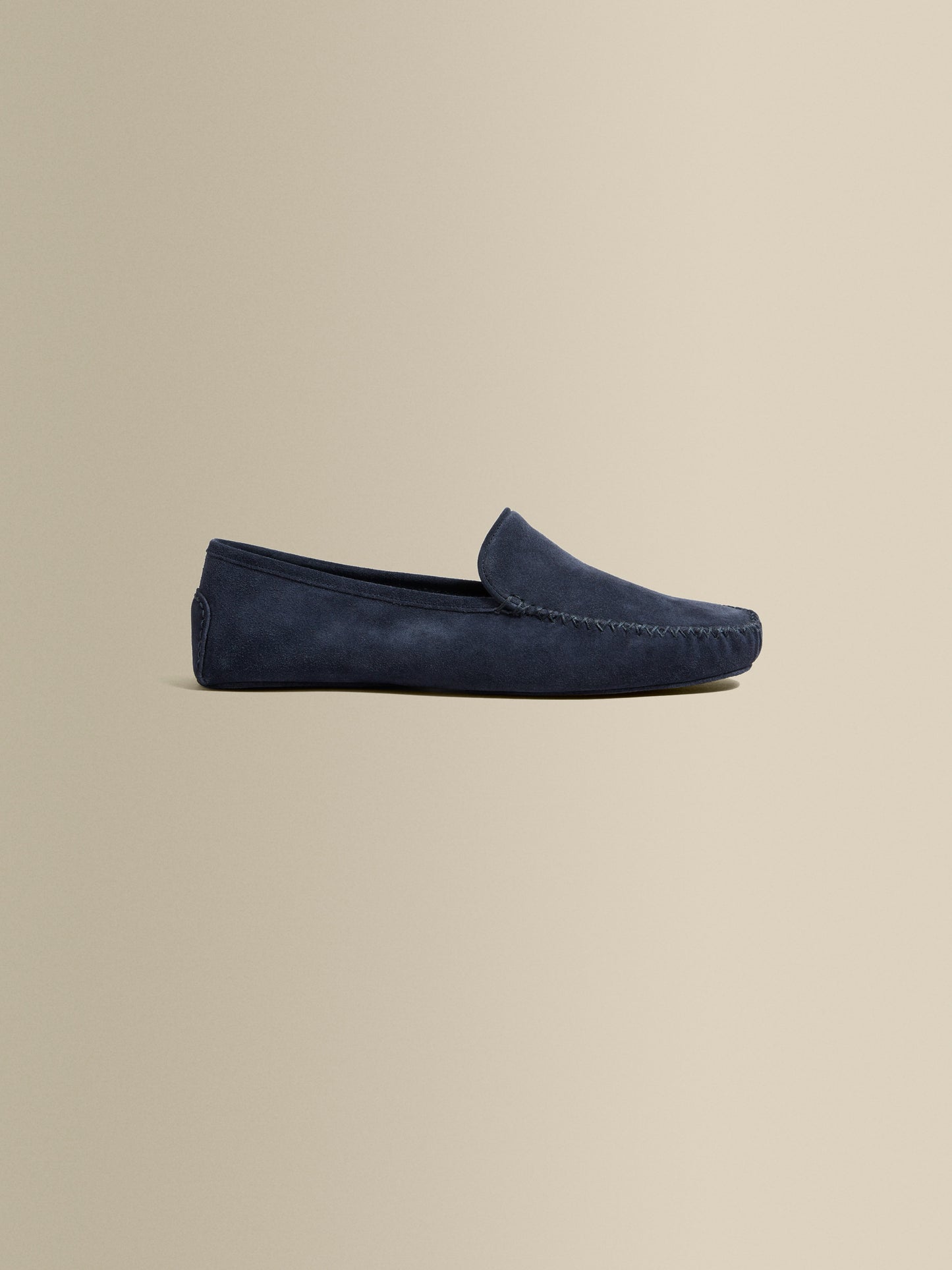 Cashmere Lined Suede Slippers Navy Product Side