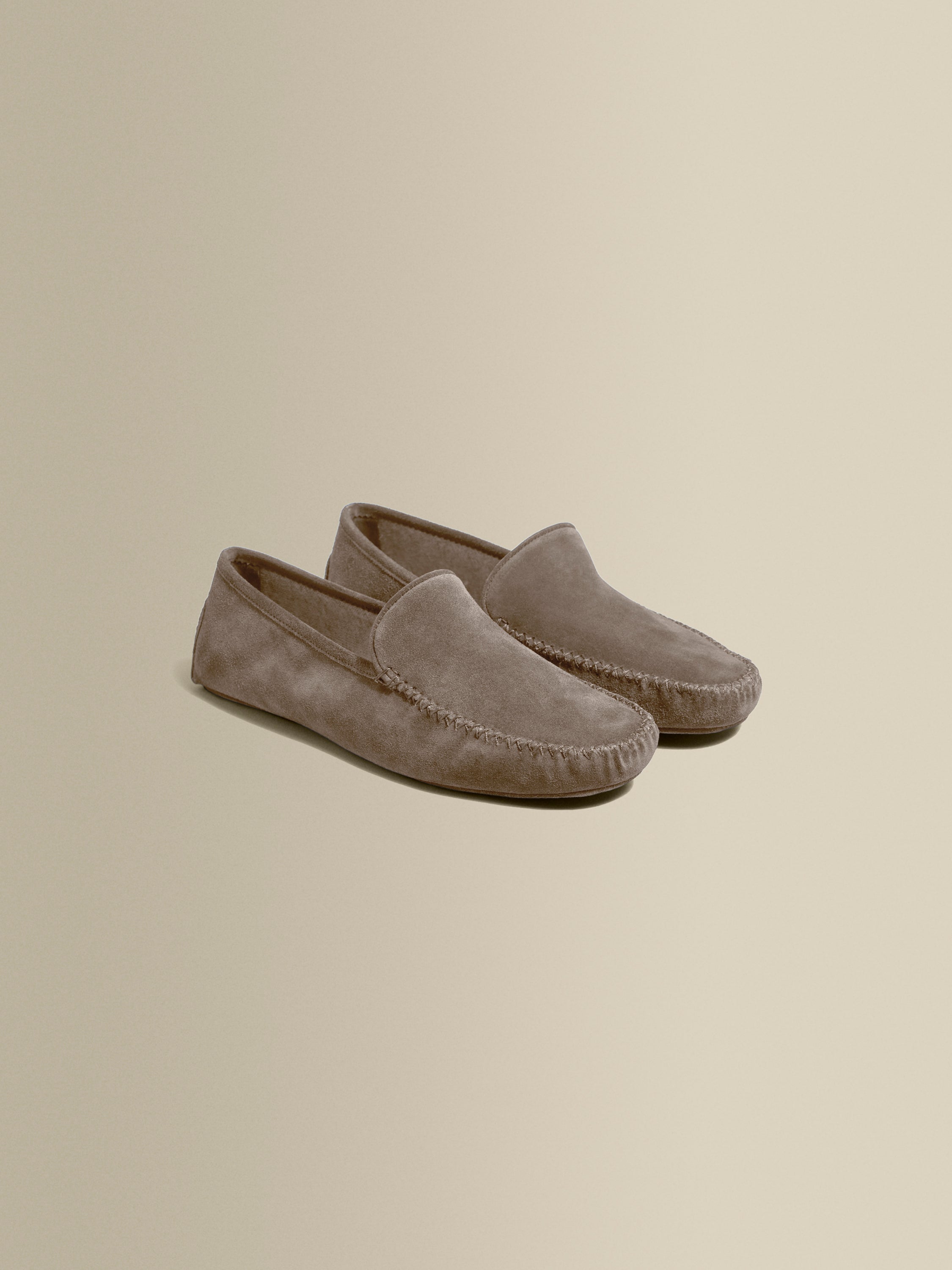 Cashmere Lined Suede Slippers Beige Product