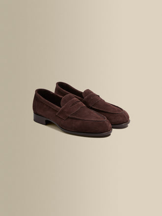 Suede Split Toe Loafer Shoes Coffee Product Image Double