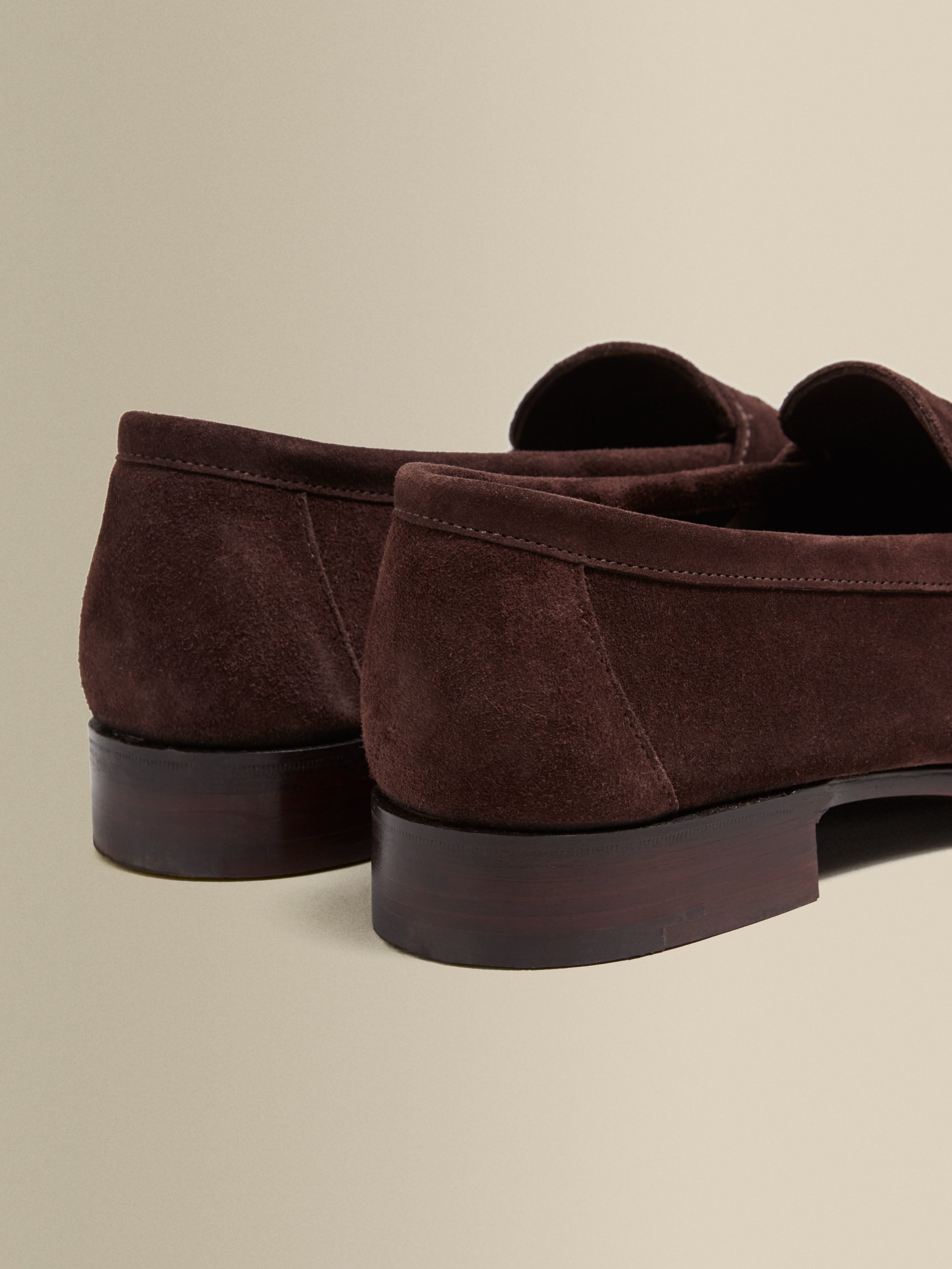 Suede Plit Toe Loafer Shoes Coffee Product Image Heel