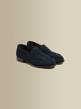 Suede Split Toe Loafer Shoes Navy Product Image