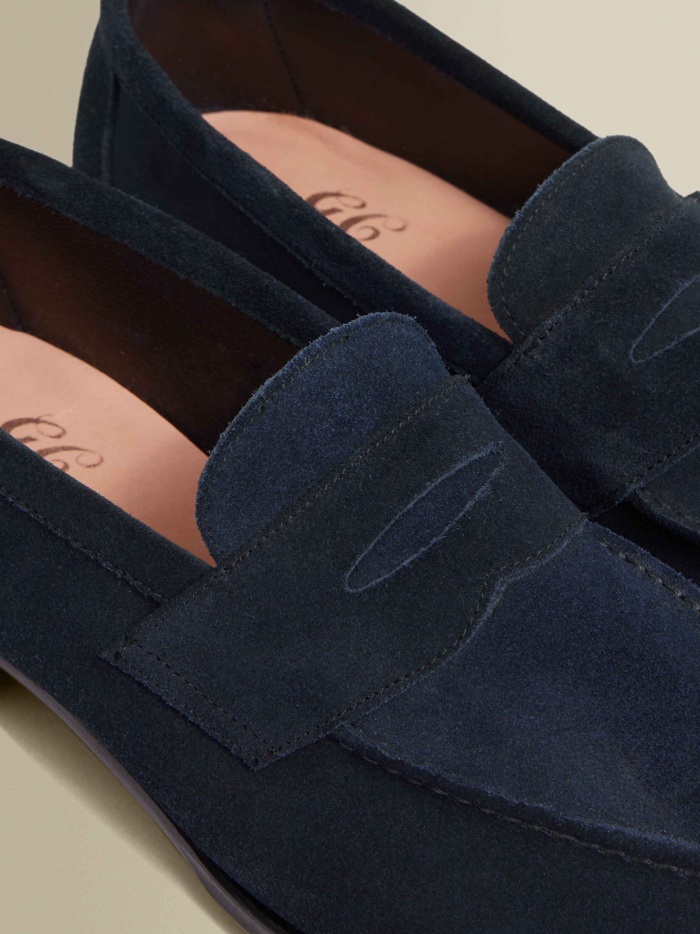 Suede Split Toe Loafer Shoes Navy Detail Product Image