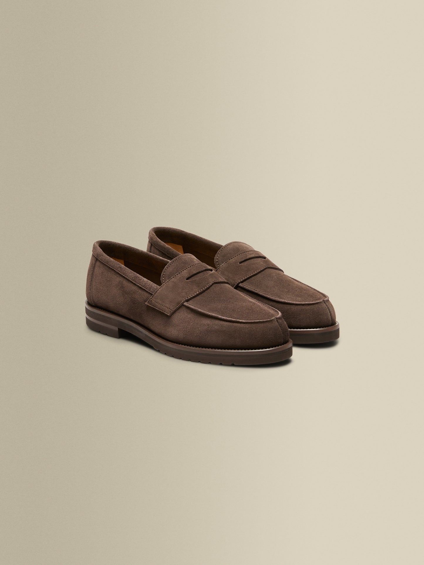 Suede Penny Loafer Shoes Dark Brown Main Product Image