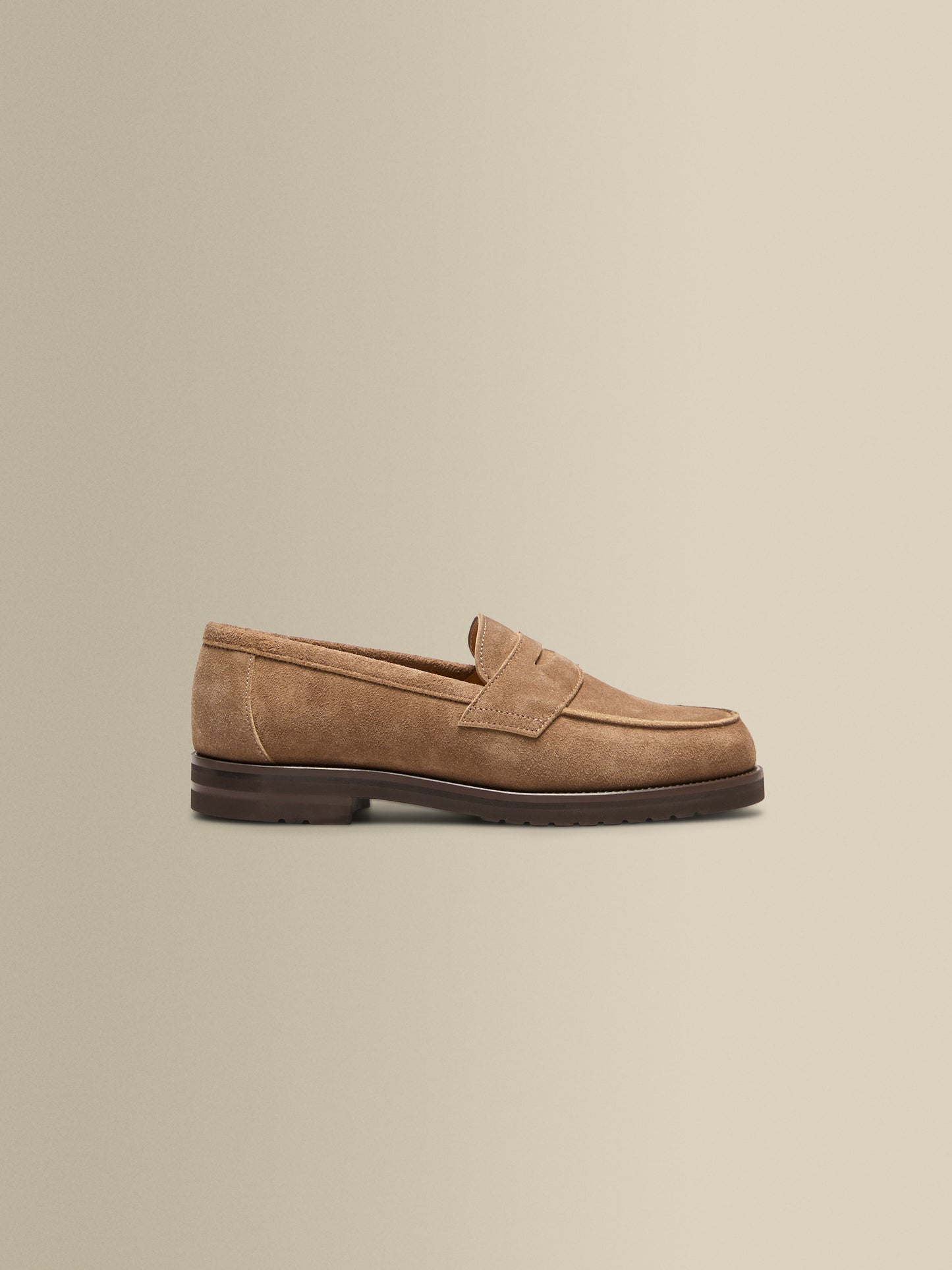 Suede Penny Loafer Shoes Light Brown Side Product Image