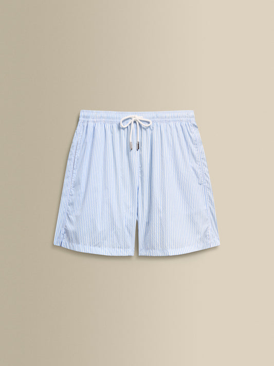 Nylon Mid Length Swim Shorts Navy Stripe Product Image
