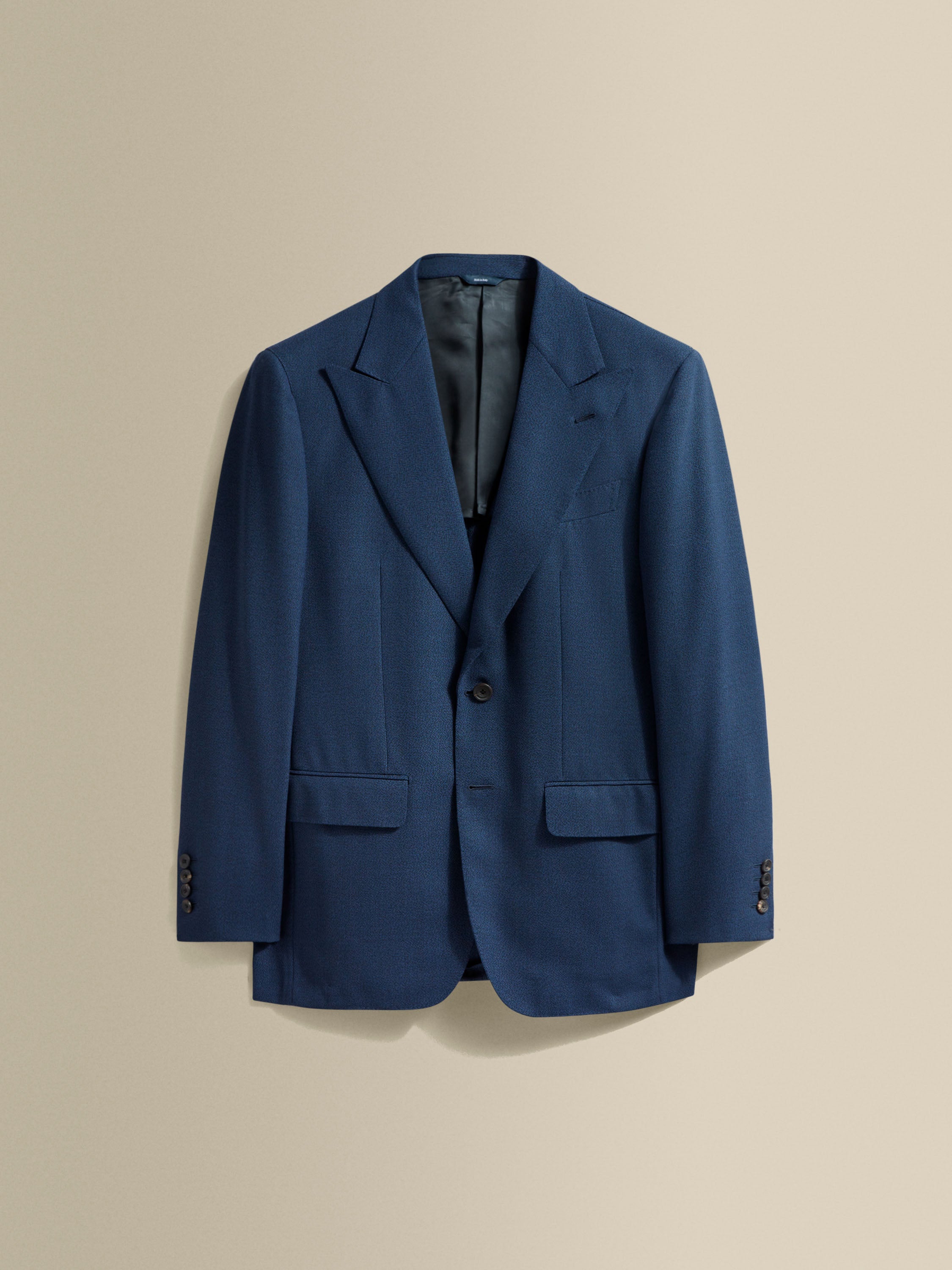 Single Breasted Wool Peak Lapel Suit French Navy Product