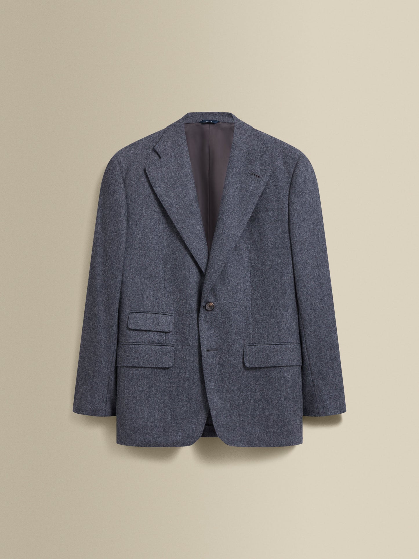 Flannel Single Breasted Wool Suit Grey Jacket Product Image