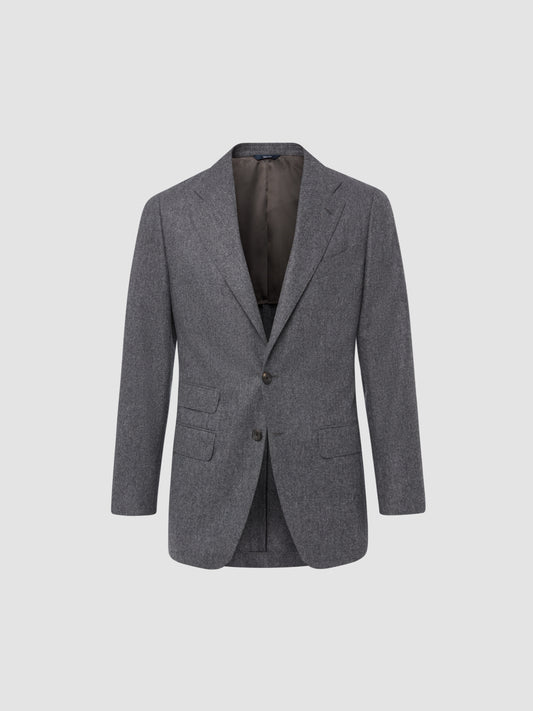 Flannel Single Breasted Wool Suit Grey Jacket Product Image