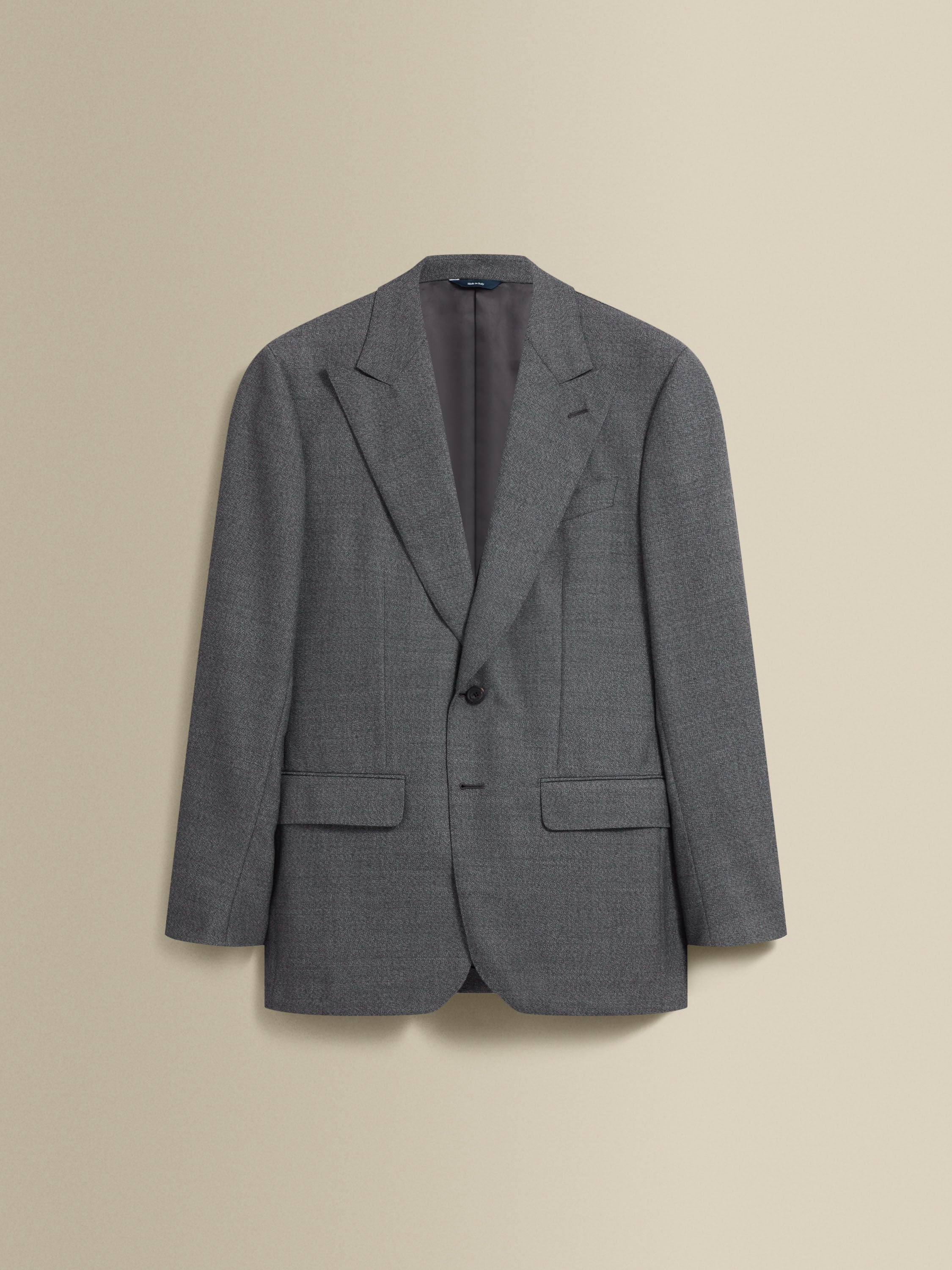 Single Breasted Wool Peak Lapel Jacket Grey Product Front