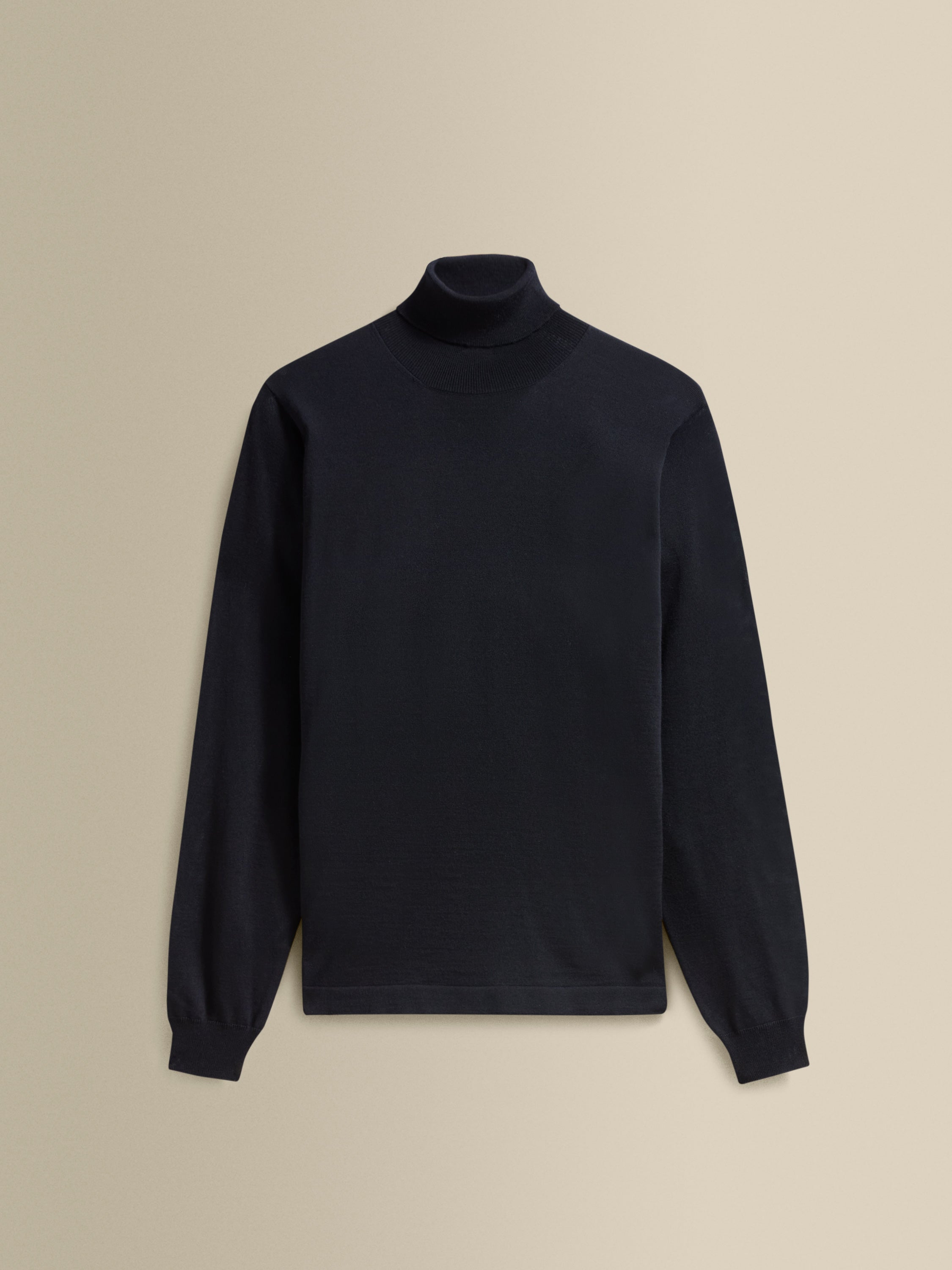 Merino Wool Extrafine Roll Neck Sweater Navy Product Image