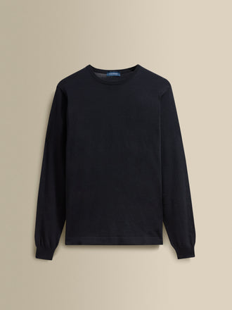 Merino Wool Extrafine Crew Neck Sweater Navy Product Image