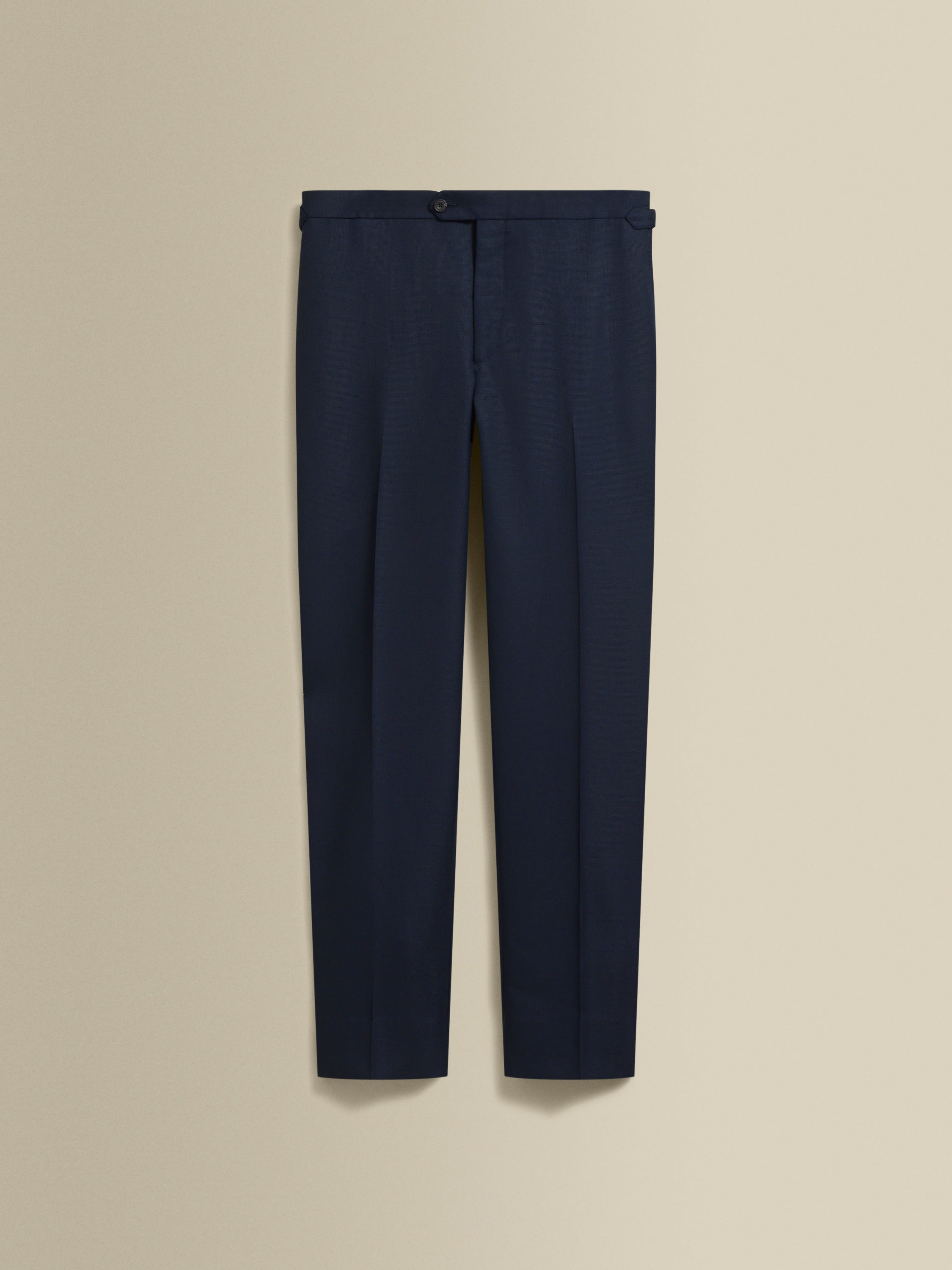 Flat Front Wool Hopsack Trousers Navy Product Front