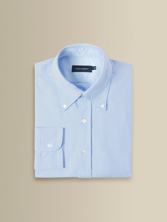 Cotton Casual Button Down Oxford Shirt Sky Blue Folded Product Image