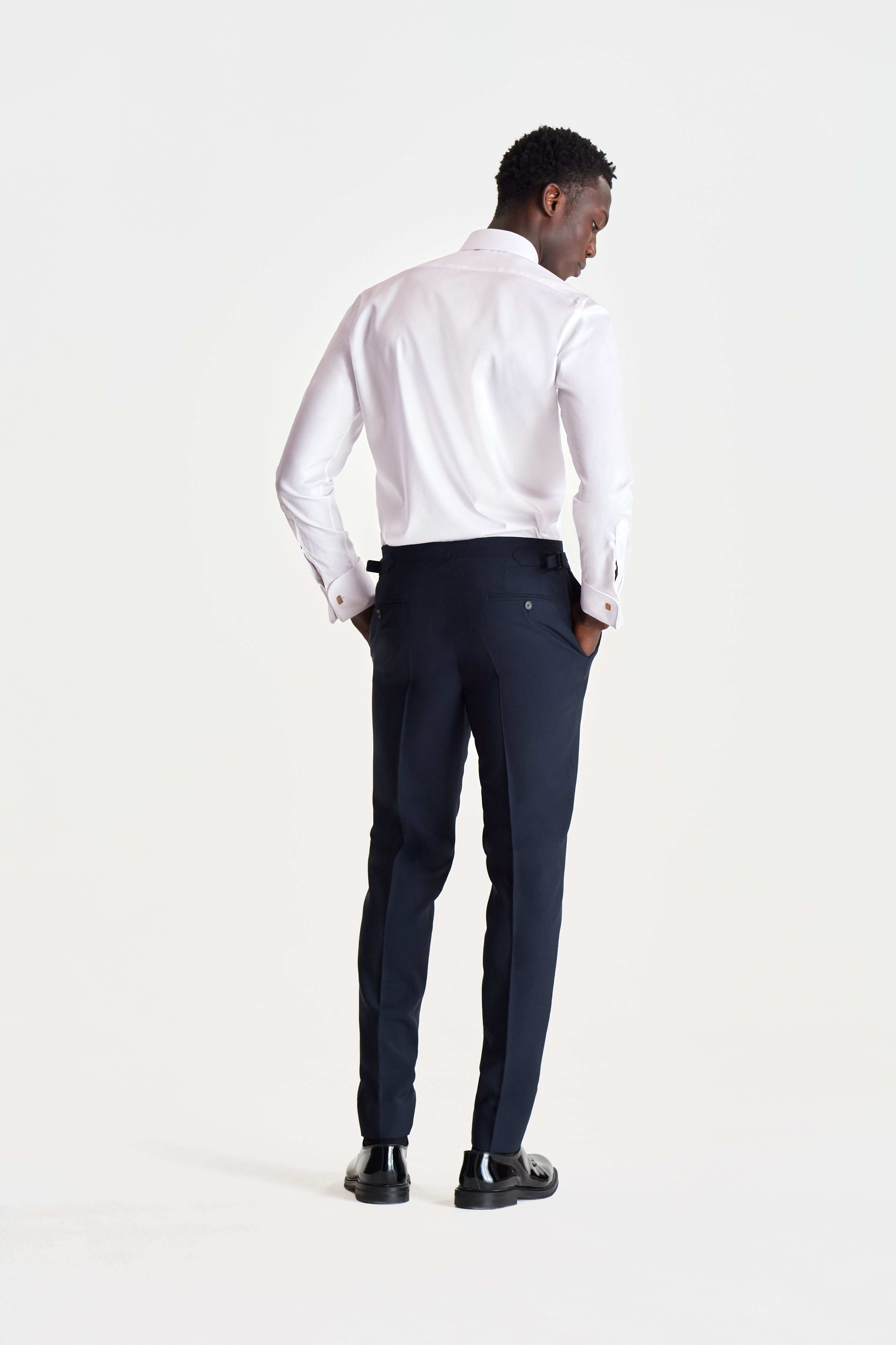 Fresco Tailored Trouser Navy Full Length Model Image