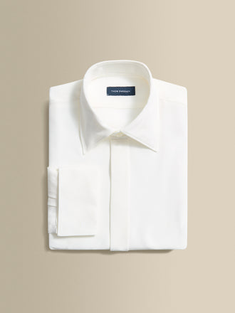 Silk Lecce Collar Fly Front Shirt White Product Image