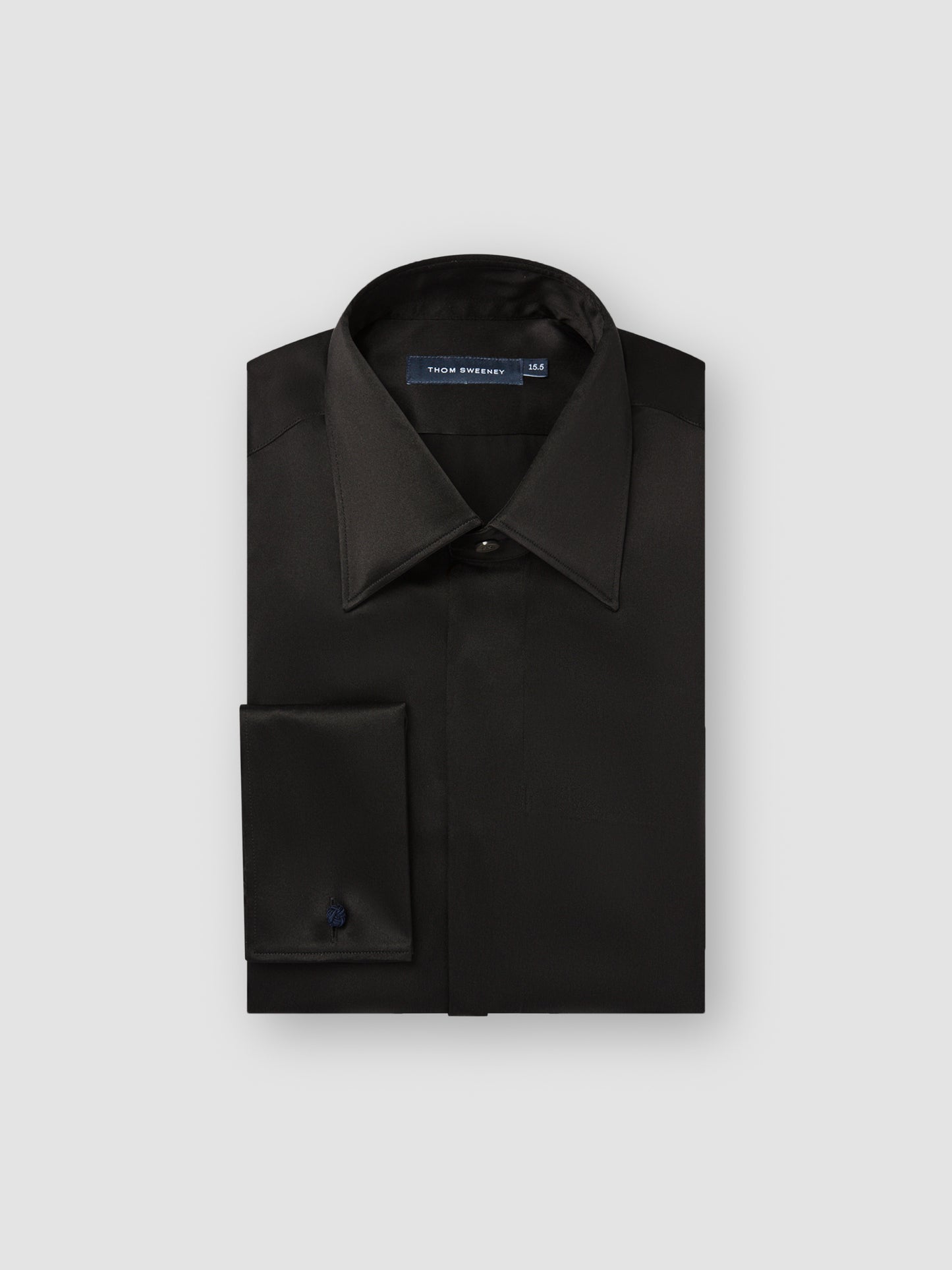 Silk Lecce Collar Fly Front Shirt Black Product Image Folded
