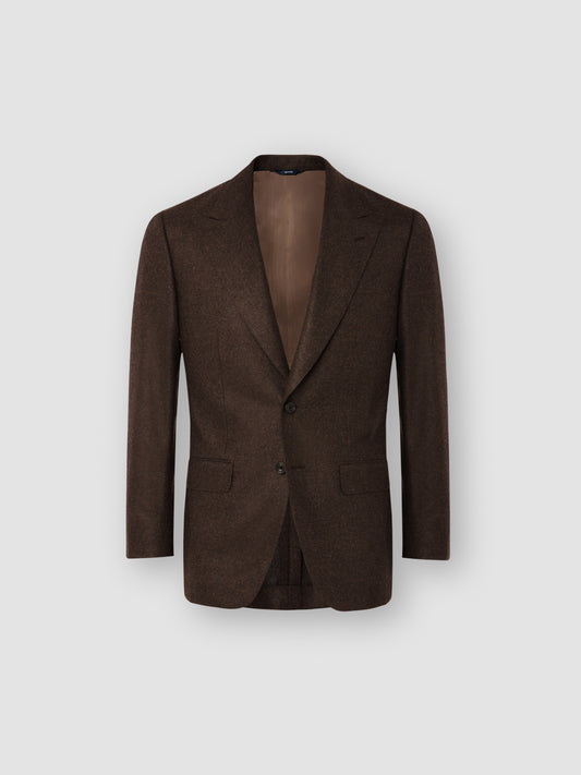Wool Single Breasted Patch Pocket Suit Dark Brown Jacket Product Image