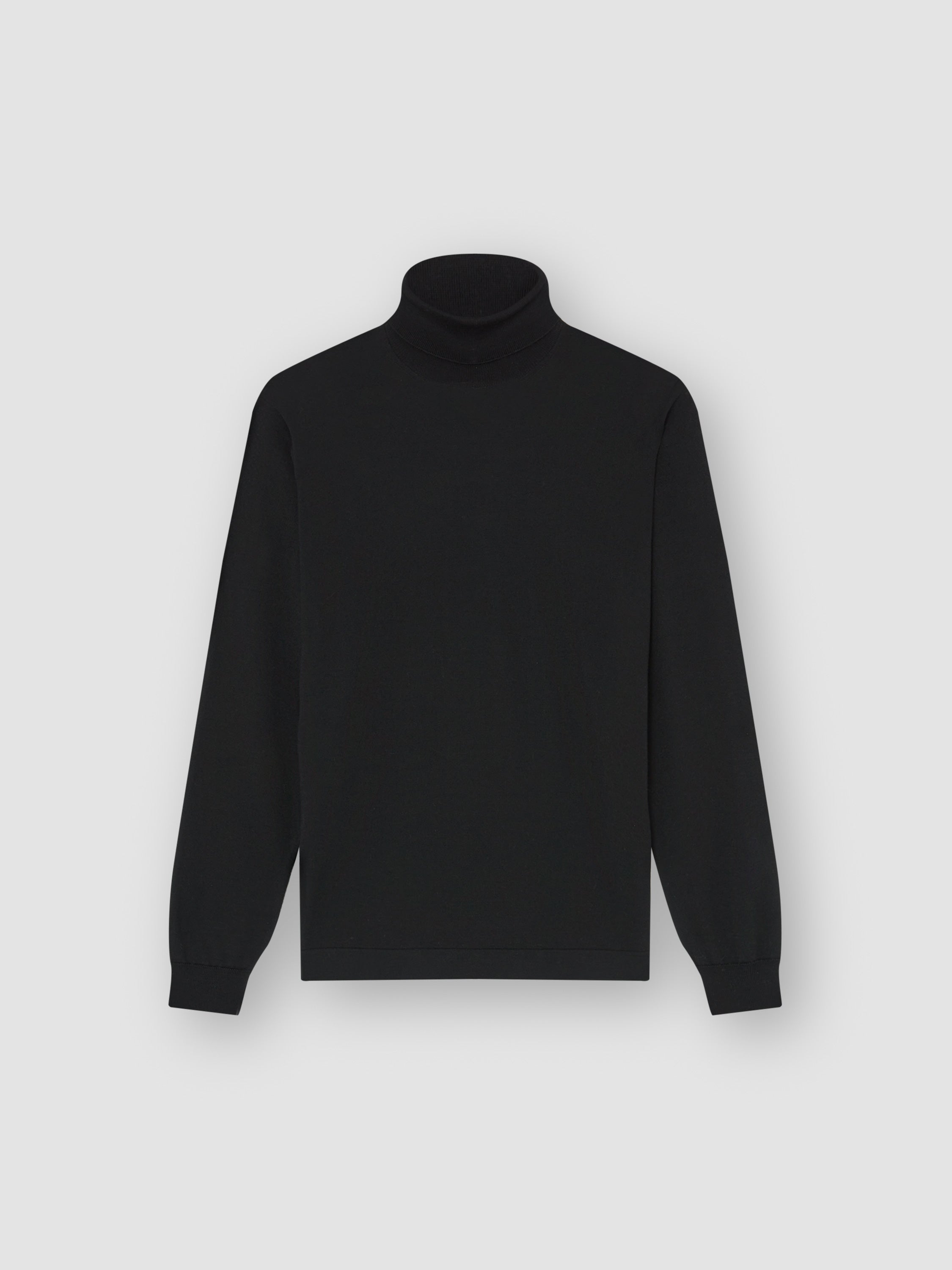 Merino Wool Extrafine Roll Neck Sweater Black Product Image