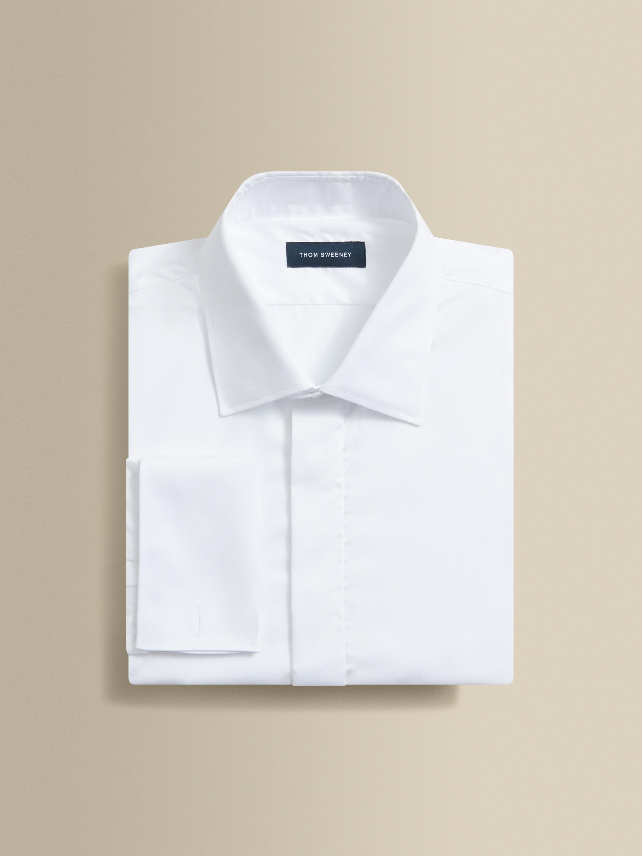 Cotton Stretch Dress Shirt White Product Front Folded
