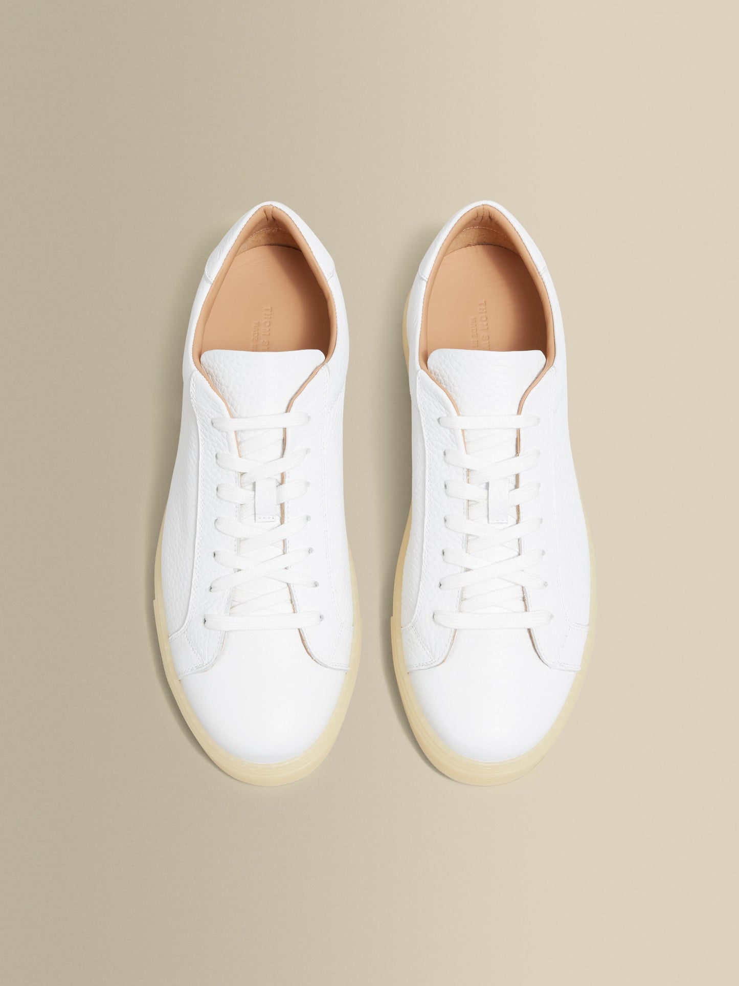 Leather Sneakers With Gum Sole Overhead Product Image