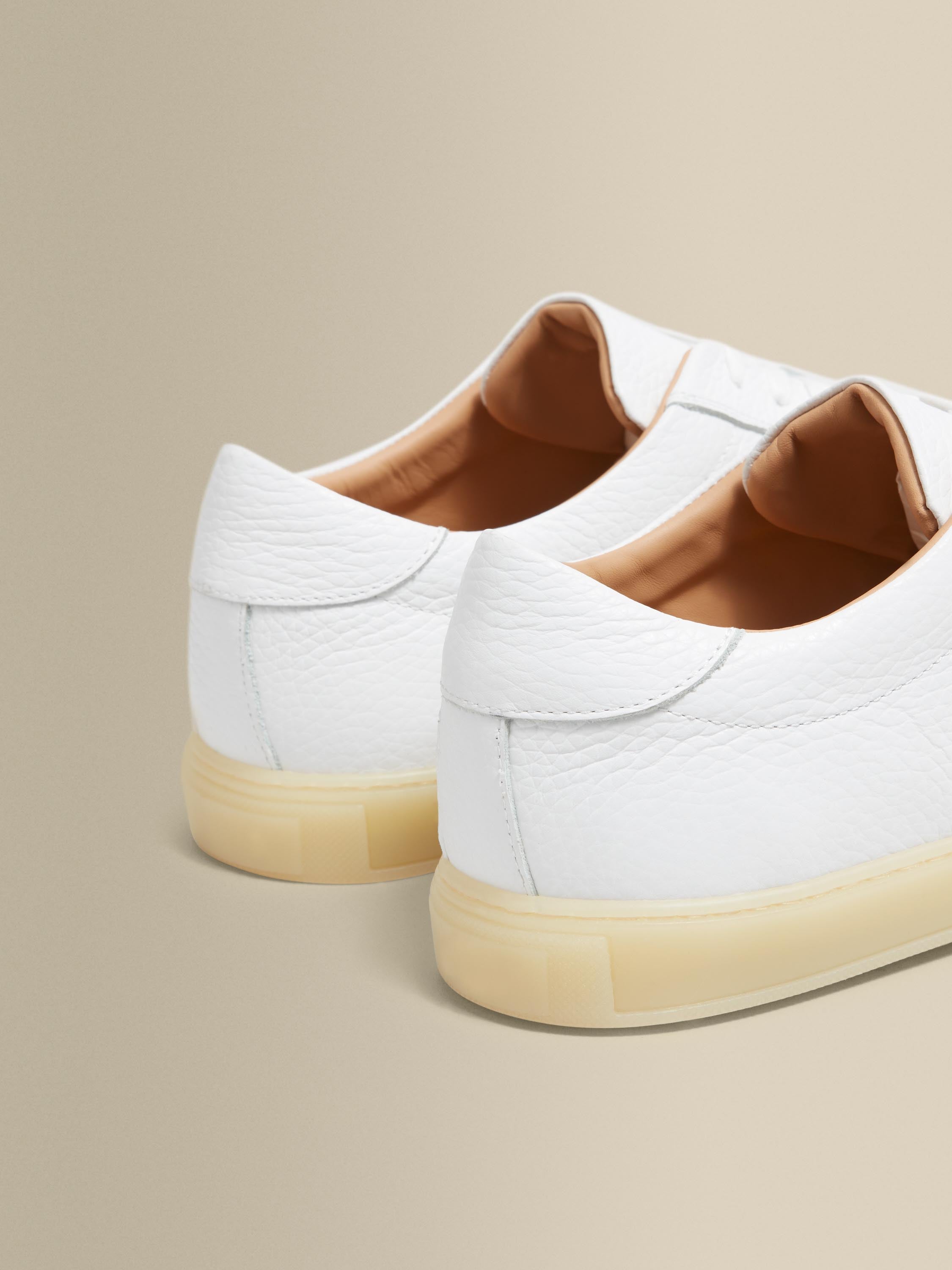 Leather Sneakers With Gum Sole Heel Product Image